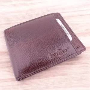 Brown Natural Grain Nappa Leather for Mens RFID Protected Wallet